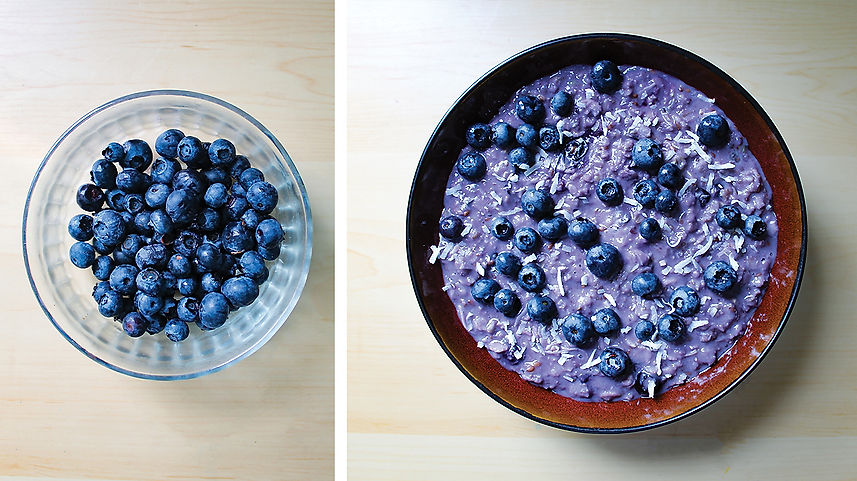 Creamy Blueberry Oatmeal Porridge with Coconut
